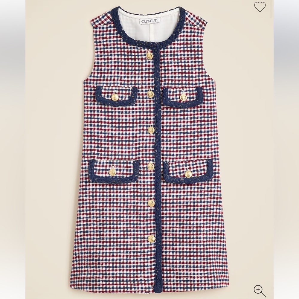 New with tags J.Crew pinafore houndstooth Navy, Red & White Tweed Shift Dress